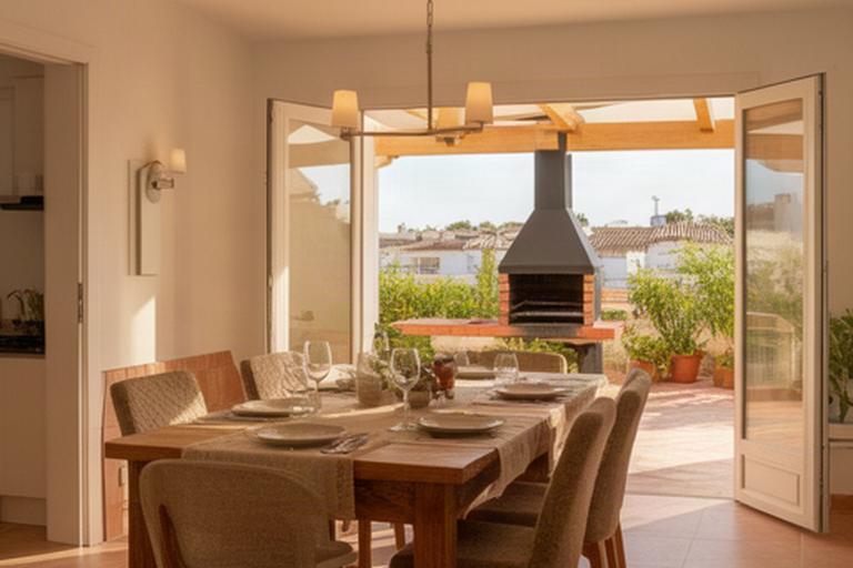 Dúplex Cala'l Puntal con comedor familiar y zona de barbacoa en Vinaròs